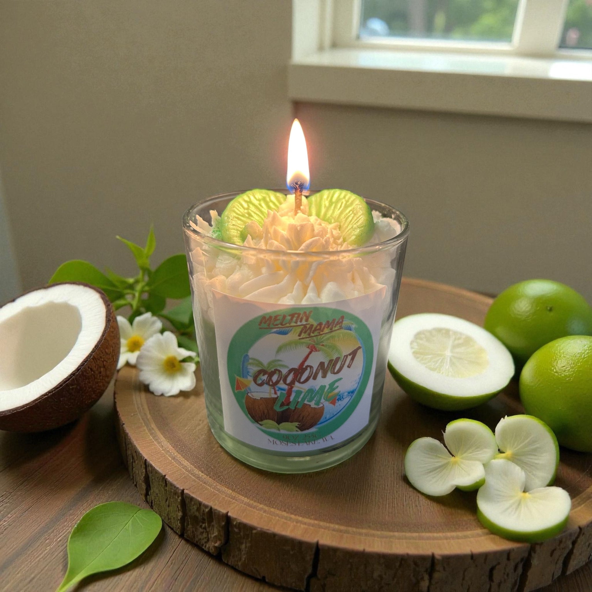 Indulge your senses with the irresistible aroma of Coconut Lime Dessert — a scent that whisks you away to a sunlit kitchen by the sea. Creamy coconut and whipped vanilla create a luscious base, while bright, zesty lime adds a refreshing twist that feels both comforting and uplifting. It’s the perfect blend of tropical sweetness and cozy warmth, like a homemade coconut cream pie kissed with a hint of citrus. Light this candle and let your space fill with the scent of pure bliss — smooth, sweet, and utterly d