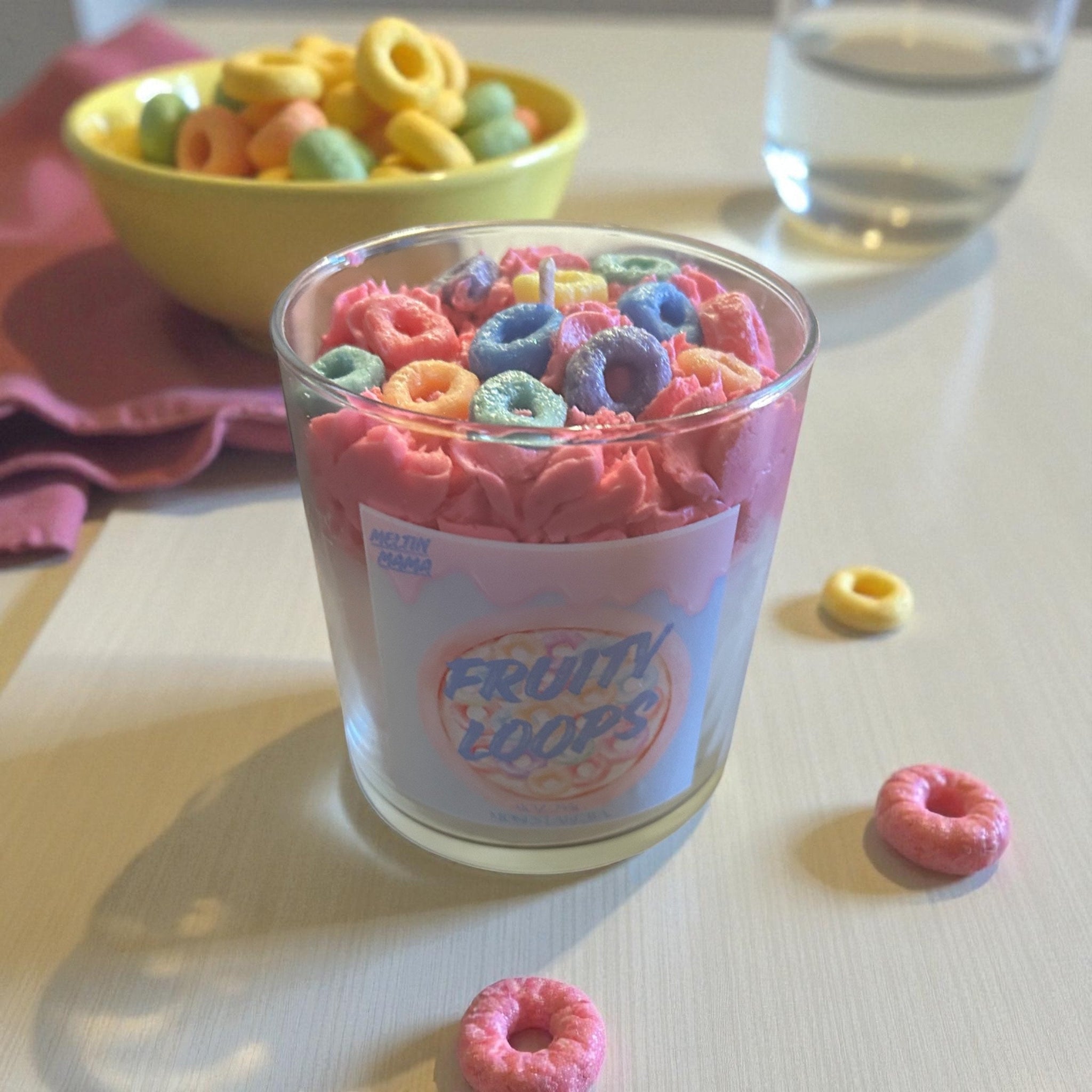 Step into a rainbow of nostalgia with our Fruit Loops candle — a mouthwatering blend that smells just like a freshly opened box of your favorite childhood cereal. Bright notes of zesty lemon, juicy orange, and sweet lime swirl together with a creamy heart of sugared milk and vanilla bean, creating that unmistakable fruity crunch aroma. As it burns, the room fills with the cozy warmth of sweet cereal goodness, bringing back carefree mornings and happy memories. It’s playful, delicious, and irresistibly comfo