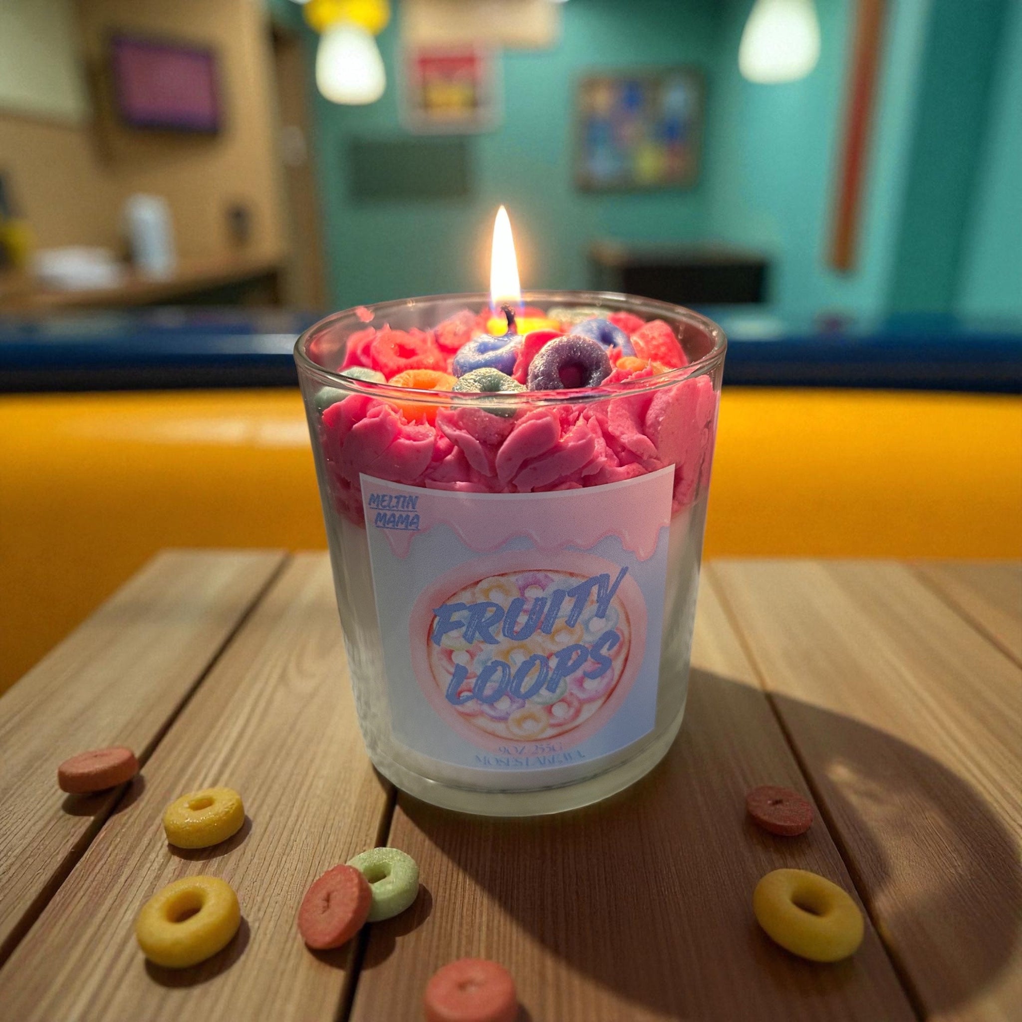 Step into a rainbow of nostalgia with our Fruit Loops candle — a mouthwatering blend that smells just like a freshly opened box of your favorite childhood cereal. Bright notes of zesty lemon, juicy orange, and sweet lime swirl together with a creamy heart of sugared milk and vanilla bean, creating that unmistakable fruity crunch aroma. As it burns, the room fills with the cozy warmth of sweet cereal goodness, bringing back carefree mornings and happy memories. It’s playful, delicious, and irresistibly comfo